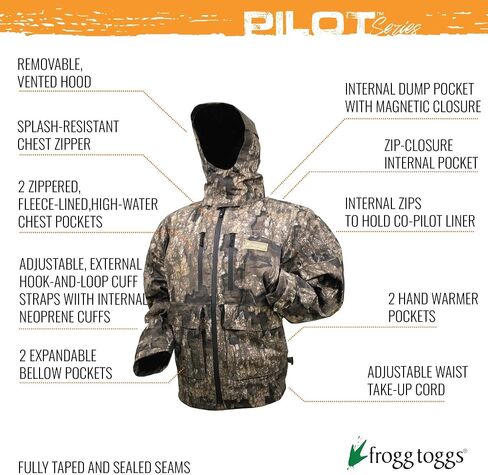 FROGG TOGGS Men's Ii Camo Waterproof Rain Jacket, Compatible W Co-Pilot Puff Jacket & Vest Liners in Saudi Arabia