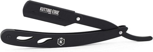 Kutting Edge - Professional Straight Edge Razor - Barber Razor with 10 Derby Double Edge Blades - Matte Black Stainless Steel Men Traditional Barber Shaving Razor in Saudi Arabia