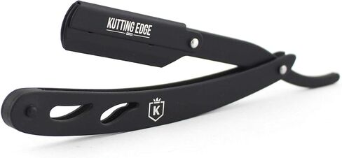 Kutting Edge - Professional Straight Edge Razor - Barber Razor with 10 Derby Double Edge Blades - Matte Black Stainless Steel Men Traditional Barber Shaving Razor in Saudi Arabia