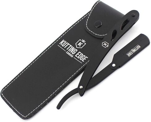 Kutting Edge - Professional Straight Edge Razor - Barber Razor with 10 Derby Double Edge Blades - Matte Black Stainless Steel Men Traditional Barber Shaving Razor in Saudi Arabia