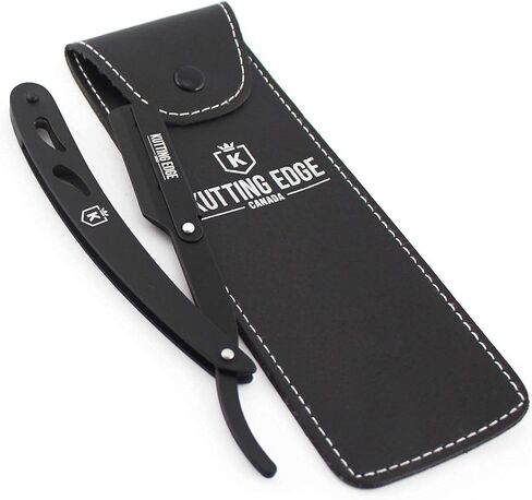 Kutting Edge - Professional Straight Edge Razor - Barber Razor with 10 Derby Double Edge Blades - Matte Black Stainless Steel Men Traditional Barber Shaving Razor in Saudi Arabia