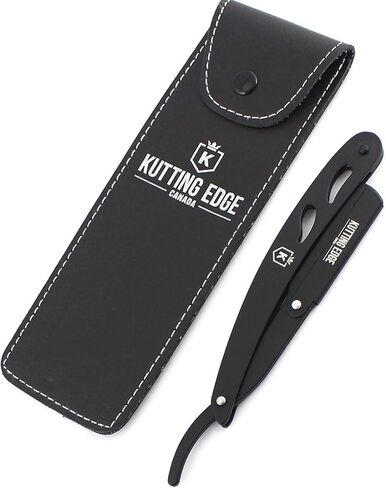 Kutting Edge - Professional Straight Edge Razor - Barber Razor with 10 Derby Double Edge Blades - Matte Black Stainless Steel Men Traditional Barber Shaving Razor in Saudi Arabia