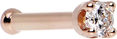 Solid 14k Rose Gold 2mm Cubic Zirconia Nose Stud Bone 18 Gauge 1/4" in Saudi Arabia