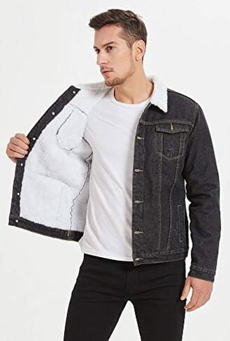 سترة منقوشة وعادية للرجال مبطنة بالصوف وياقة بورغ وسترة شيربا لسائقي الشاحنات وسترة من قماش الدنيم in Kuwait