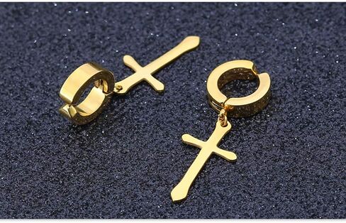 3 ازواج من الاقراط الحلقية المتدلية بمشبك غير مثقوب من الستانلس ستيل للجنسين، معدن, معدن, ان ايه in Kuwait