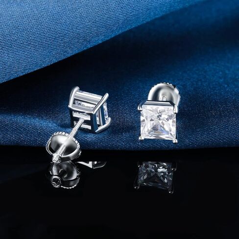 4 ازواج من اقراط ظهر لولبية للنساء والرجال مطلية بالذهب عيار 18 قيراط لا تسبب الحساسية 6 ملم، مجموعة اقراط مرصعة بالزركونيا المكعبة ومرصعة بالنيكل (4 الوان), ذهبي, مكعب زركونيا in Kuwait