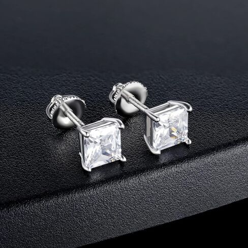 4 ازواج من اقراط ظهر لولبية للنساء والرجال مطلية بالذهب عيار 18 قيراط لا تسبب الحساسية 6 ملم، مجموعة اقراط مرصعة بالزركونيا المكعبة ومرصعة بالنيكل (4 الوان), ذهبي, مكعب زركونيا in Kuwait