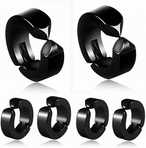 Anime Man Chainsaw Yoshida Hirofumi Cosplay Earrings Titanium Steel Black Ear Clips Jewelry Halloween Costume Prop Gift in Kuwait