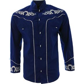 El General Men's Charro Shirt Camisa Charra Western Wear Color Blue Long Sleeve in Saudi Arabia