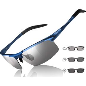 TJUTR Mens Polarized Photochromic Sunglasses Day & Night Driving Glasses Anti Glare | Ideal for Low to Medium Light Condition