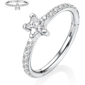 16G Cartilage Earring Hoop 316L Surgical Steel Daith Helix Conch Earrings Tragus Rook Earrings CZ Opal Septum Jewelry Seamless Clicker Nose Rings Hinged Segment Ring Hoop Earring for Women Men in Saudi Arabia