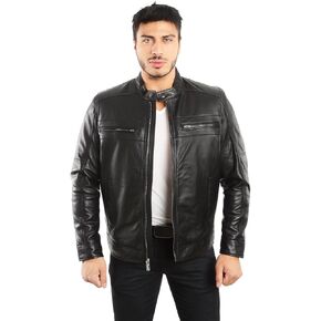 REED EST. 1950 Men's Genuine Lambskin Leather Biker Jacket in Kuwait