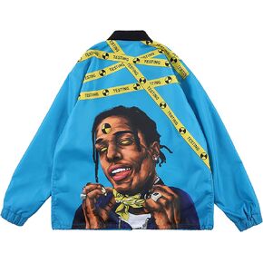 NAGRI ASAP Hip Hop Windproof Windbreakers Jacket Graphic Print Streetwear Long Sleeve Lightweight Coat for Men