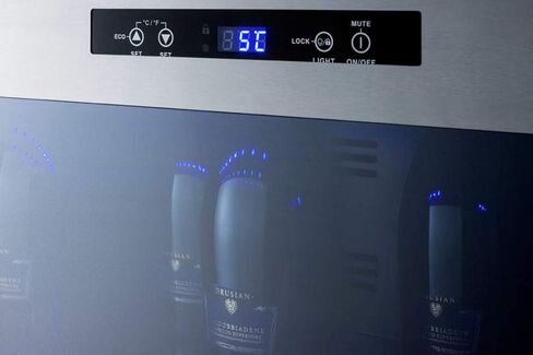 Summit STC6 36 Open Wine Cooler with 6 Bottle Capacity Commercially Approved Digital Thermostat Temperature Alarm LED Lighting Temperature Memory Function in Stainless Steel in Saudi Arabia