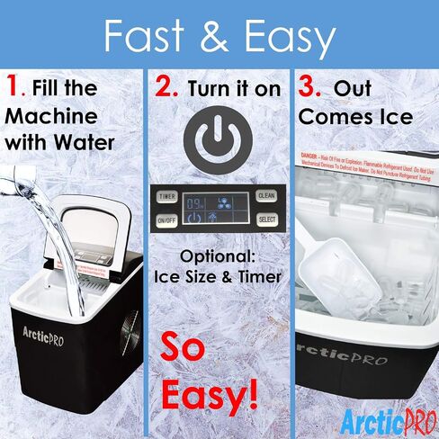 PORTABLE DIGITAL ICE MAKER MACHINE by Arctic-Pro with Ice Scoop, First Ice in 6-8 Minutes, 26 Pounds Daily, Great for Kitchens, Tailgating, Bars, Party, Small/Large Cubes, Black, 11.5x8.7x12.5 Inches in Saudi Arabia