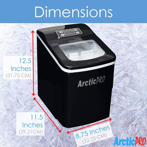 PORTABLE DIGITAL ICE MAKER MACHINE by Arctic-Pro with Ice Scoop, First Ice in 6-8 Minutes, 26 Pounds Daily, Great for Kitchens, Tailgating, Bars, Party, Small/Large Cubes, Black, 11.5x8.7x12.5 Inches in Saudi Arabia