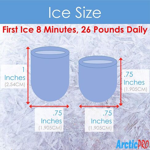 PORTABLE DIGITAL ICE MAKER MACHINE by Arctic-Pro with Ice Scoop, First Ice in 6-8 Minutes, 26 Pounds Daily, Great for Kitchens, Tailgating, Bars, Party, Small/Large Cubes, Black, 11.5x8.7x12.5 Inches in Saudi Arabia