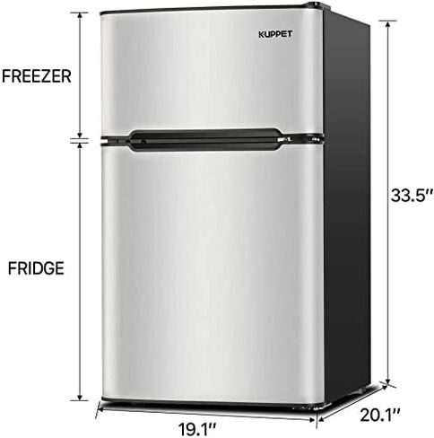 3.2 Cubic Feet Mini Compact Refrigerator Double Door Mini Fridge Small Drink Food Storage Machine,Silver in Saudi Arabia