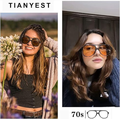 نظارات شمسية كلاسيكية كلاسيكية من TIANYESY للنساء والرجال بإطار كبير من طراز السبعينيات in Kuwait