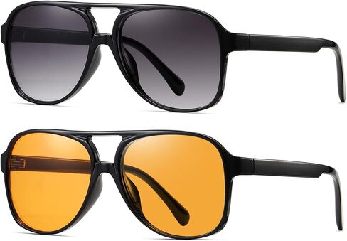 نظارات شمسية كلاسيكية كلاسيكية من TIANYESY للنساء والرجال بإطار كبير من طراز السبعينيات in Kuwait