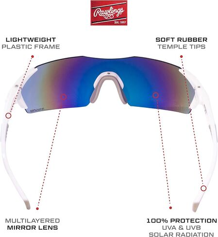 Rawlings R1801 Adult Shield Sport Baseball Sunglasses Lightweight Durable Scratch Resistant in Kuwait