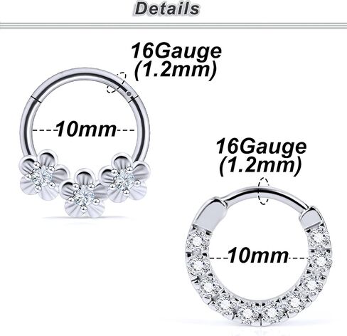 Ocptiy Pearl Septum Piercing Jewelry 16G Septum Clicker Horseshoe Barbell Stainless Steel Septum Nose Rings Hoop Piercing Jewelry for Men Women 10mm 8pcs in Kuwait