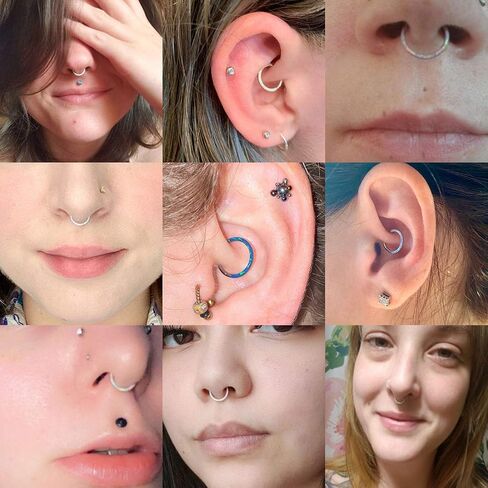 FUNLMO 20G 18G 16G 14G الحاجز الأنف الدائري Daith القرط 316L الجراحية الصلب الغضروف القرط هوب Daith اللولب الزنمة روك محارة ثقب المجوهرات تشيكوسلوفاكيا أوبال in Kuwait