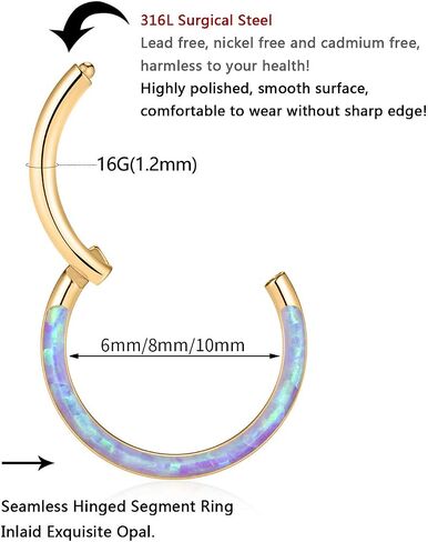 FUNLMO 20G 18G 16G 14G الحاجز الأنف الدائري Daith القرط 316L الجراحية الصلب الغضروف القرط هوب Daith اللولب الزنمة روك محارة ثقب المجوهرات تشيكوسلوفاكيا أوبال in Kuwait