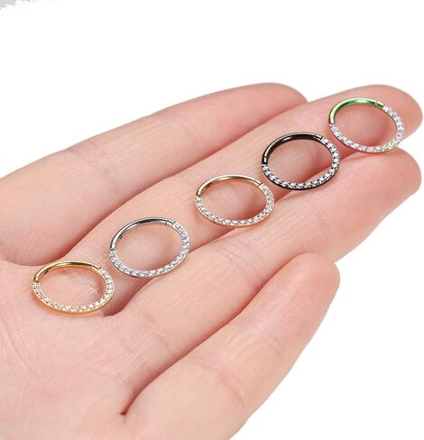 FUNLMO 20G 18G 16G 14G الحاجز الأنف الدائري Daith القرط 316L الجراحية الصلب الغضروف القرط هوب Daith اللولب الزنمة روك محارة ثقب المجوهرات تشيكوسلوفاكيا أوبال in Kuwait