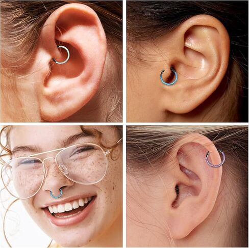 FUNLMO 20G 18G 16G 14G الحاجز الأنف الدائري Daith القرط 316L الجراحية الصلب الغضروف القرط هوب Daith اللولب الزنمة روك محارة ثقب المجوهرات تشيكوسلوفاكيا أوبال in Kuwait