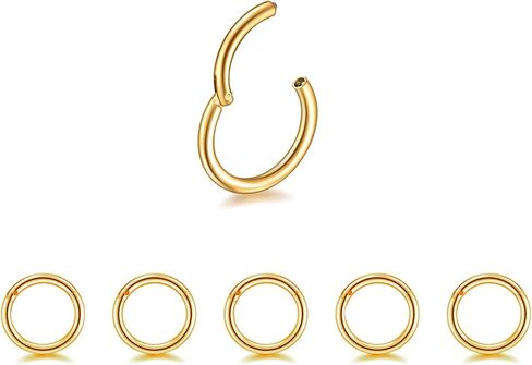 5Pcs 16G 18G Surgical Steel Nose Rings Hoop Tragus Septum Cartilage Hoop Earrings for Women Men Body Piercing Jewelry Kit Bar Length 6mm/8mm/10mm/12mm/14mm in Kuwait