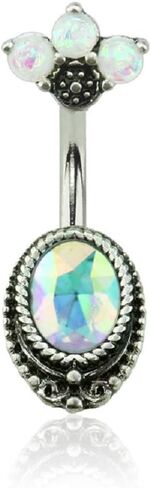 بومة مثقوبة 14G الفولاذ المقاوم للصدأ الاصطناعية أوبال زهرة البتلة الأعلى البطن الدائري in Kuwait