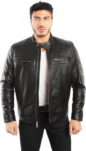 REED EST. 1950 Men's Genuine Lambskin Leather Biker Jacket in Saudi Arabia