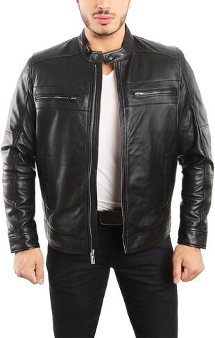 REED EST. 1950 Men's Genuine Lambskin Leather Biker Jacket in Saudi Arabia