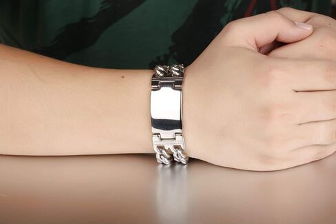 Jonline24h Heavy Mens Womens Stainless Steel Cross Prayer Big Bangle Cuff Bracelet 8.27 Inch Silver Black in Kuwait