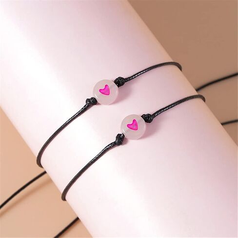Pinky Promise Bracelet for Women Men Lucky Bead Love Heart Couple Bracelets Teen Girls Friendship BFF Glow in The Dark Jewelry in Saudi Arabia