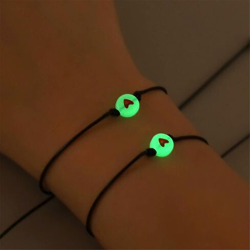 Pinky Promise Bracelet for Women Men Lucky Bead Love Heart Couple Bracelets Teen Girls Friendship BFF Glow in The Dark Jewelry in Saudi Arabia