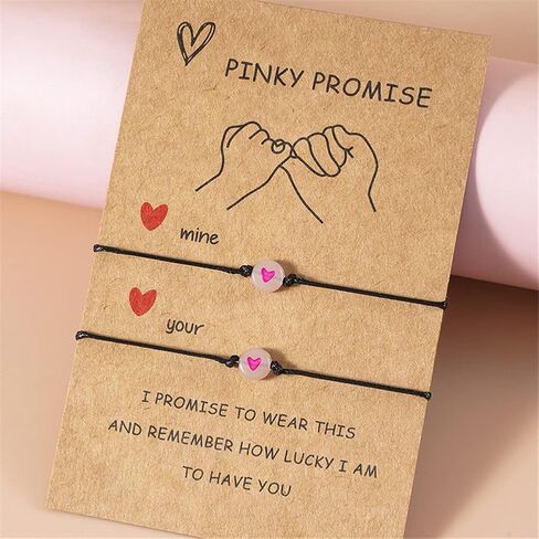 Pinky Promise Bracelet for Women Men Lucky Bead Love Heart Couple Bracelets Teen Girls Friendship BFF Glow in The Dark Jewelry in Saudi Arabia