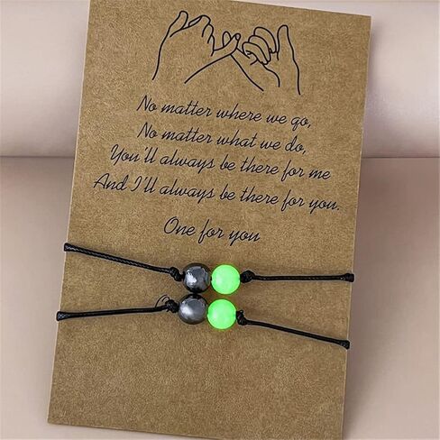 Pinky Promise Bracelet for Women Men Lucky Bead Love Heart Couple Bracelets Teen Girls Friendship BFF Glow in The Dark Jewelry in Saudi Arabia