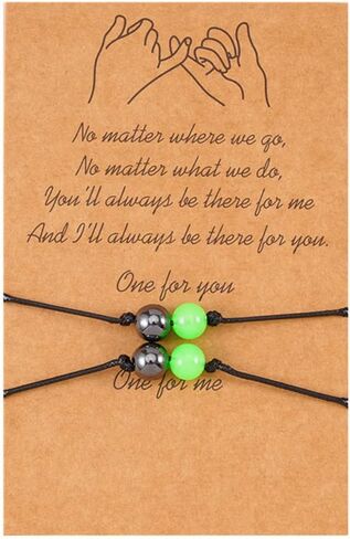 Pinky Promise Bracelet for Women Men Lucky Bead Love Heart Couple Bracelets Teen Girls Friendship BFF Glow in The Dark Jewelry in Saudi Arabia