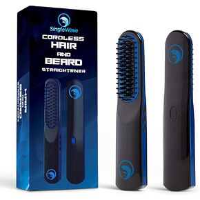 Beard Straightener, New Improved Charging Cable(USB C), Cordless Beard and Hair Straightening Comb, Rechargeable, Portable, and Durable. Beard comb for men, Grooming Accessory for Men (Black and Blue) in Saudi Arabia