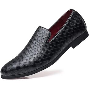 Santimon Men's Woven Moccasin Smoking Loafers Dress Casual Easy Slip-On Leather Formal Lightweight Driving Walking Shoes in Saudi Arabia