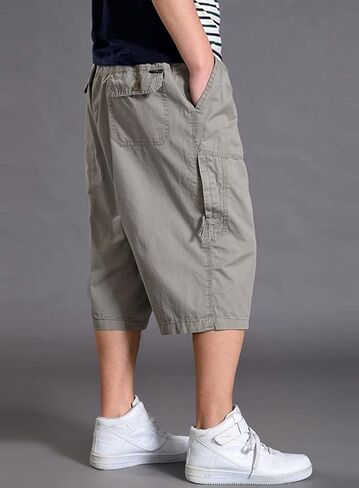 chouyatou Men's Loose-Fit Calf Length Comfy Baggy 3/4 Shorts Cotton Cargo Shorts in Saudi Arabia