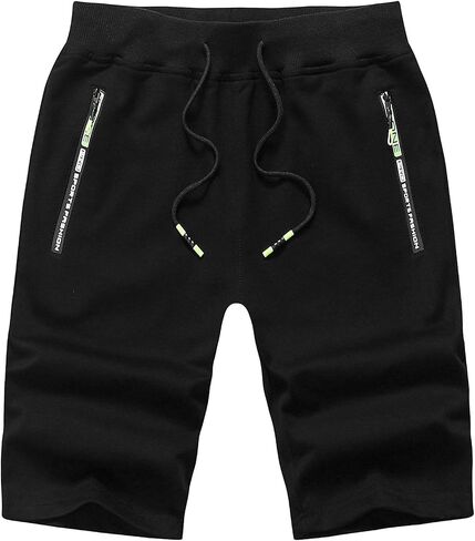Chrisuno Men's Shorts Elastic Waist Athletic Sweat Shorts with Zipper Pockets in Kuwait