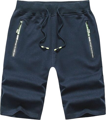 Chrisuno Men's Shorts Elastic Waist Athletic Sweat Shorts with Zipper Pockets in Kuwait