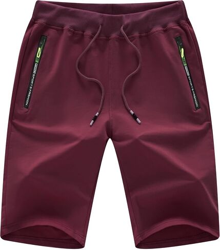 Chrisuno Men's Shorts Elastic Waist Athletic Sweat Shorts with Zipper Pockets in Kuwait