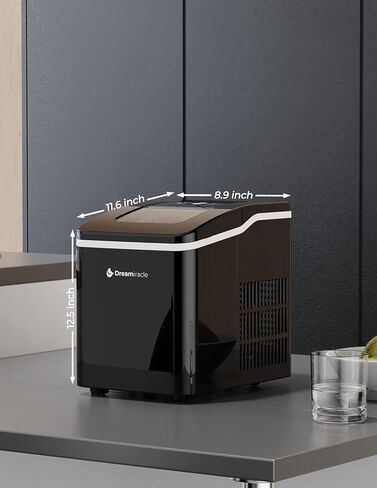 Dreamiracle Ice Maker Machine Countertop, 26 lbs in 24 Hours, Self-cleaning Ice Maker Countertop, 9 Cubes Ready in 8 Mins, Electric Ice Maker with Ice Scoop and Basket Home/Kitchen/Office in Saudi Arabia