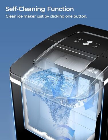 Dreamiracle Ice Maker Machine Countertop, 26 lbs in 24 Hours, Self-cleaning Ice Maker Countertop, 9 Cubes Ready in 8 Mins, Electric Ice Maker with Ice Scoop and Basket Home/Kitchen/Office in Saudi Arabia