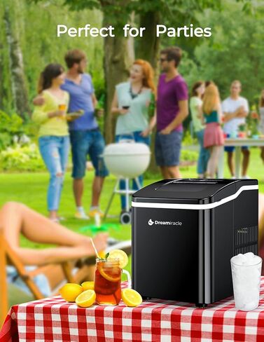 Dreamiracle Ice Maker Machine Countertop, 26 lbs in 24 Hours, Self-cleaning Ice Maker Countertop, 9 Cubes Ready in 8 Mins, Electric Ice Maker with Ice Scoop and Basket Home/Kitchen/Office in Saudi Arabia