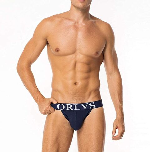 ORLVS Men's Underwear Jockstrap Athletic Supporters,3-Pack Cotton Low Rise Stretch Multipack Performance G-String (Medium,Black/White/Dark Blue(3-Pack)) in Saudi Arabia